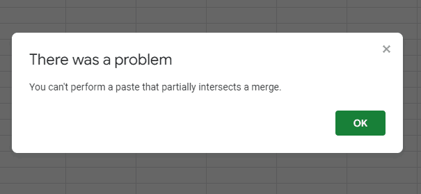 You Can't Perform A Paste That Partially Intersects A Merge