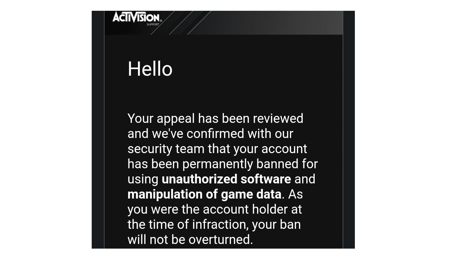 Activision Account Ban