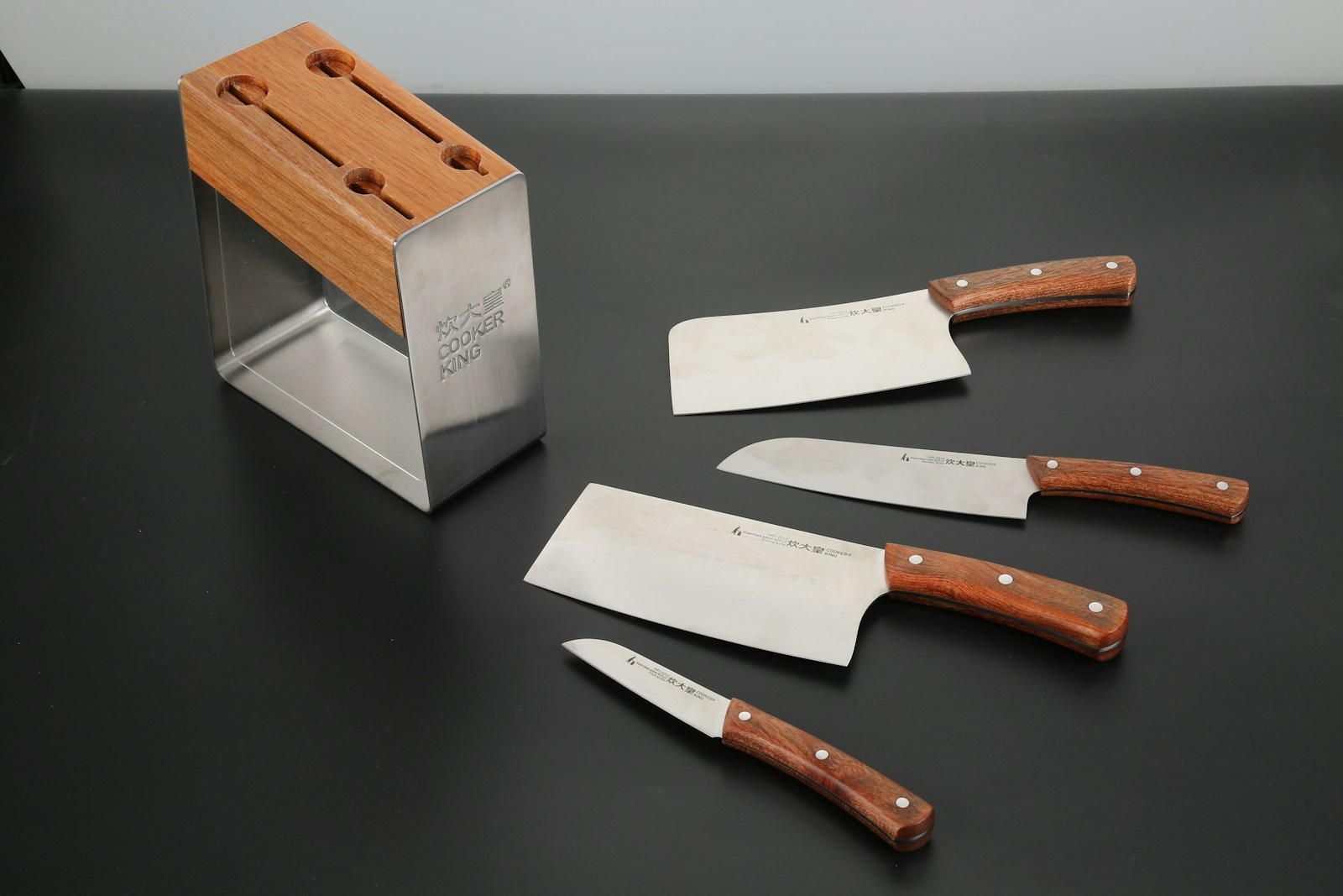 brown wooden handled knife on white chopping board