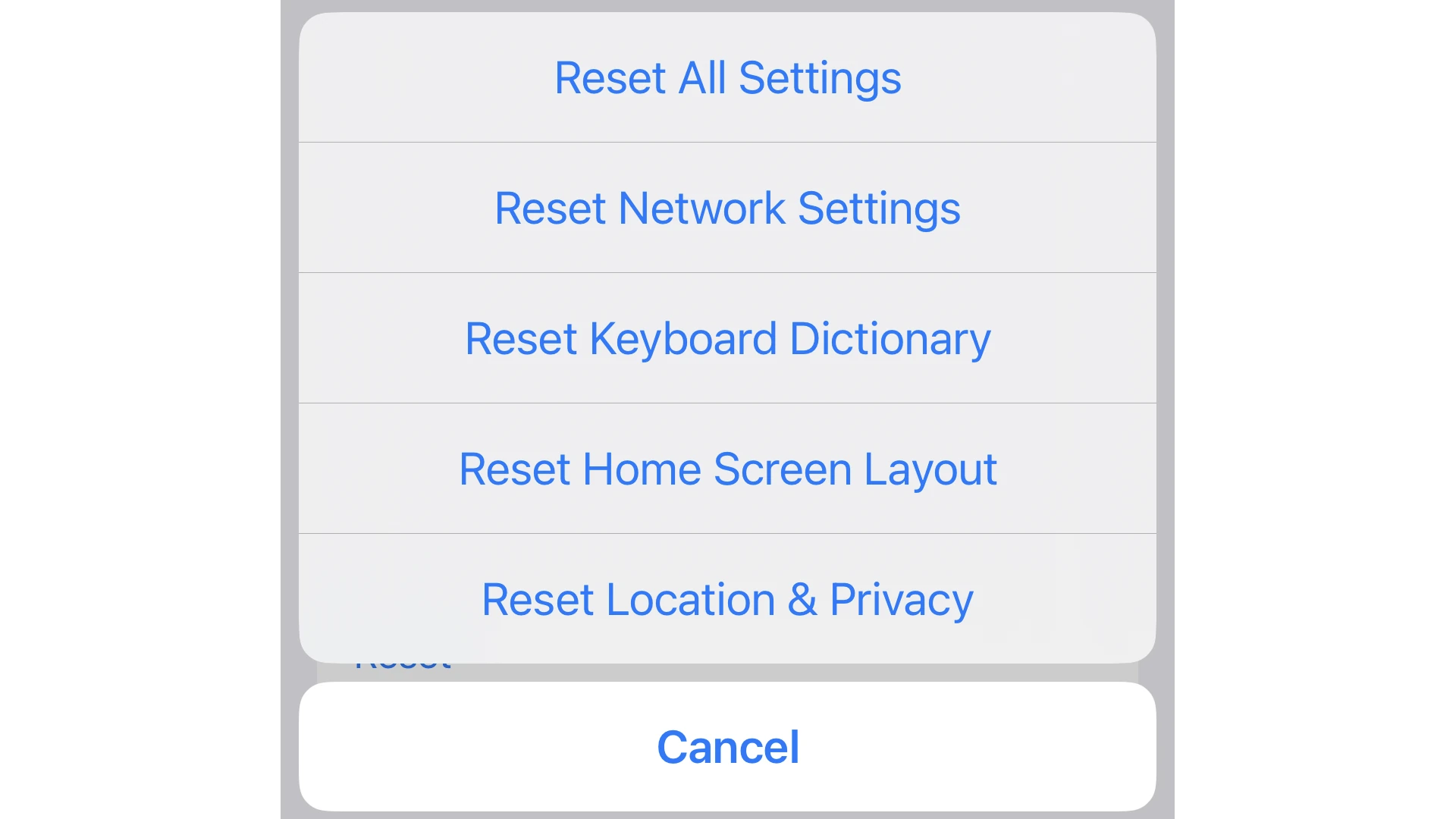 Reset Settings