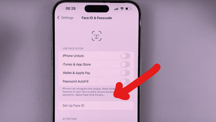 Setup Face ID iPhone 15