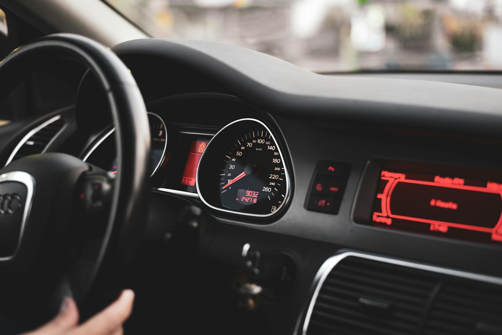 black car instrument panel cluster